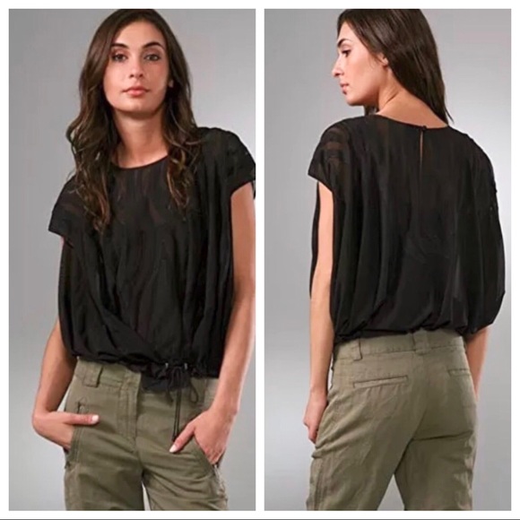 Diane Von Furstenberg Tops - Diane Von Furstenberg black zebrette sheer blouse